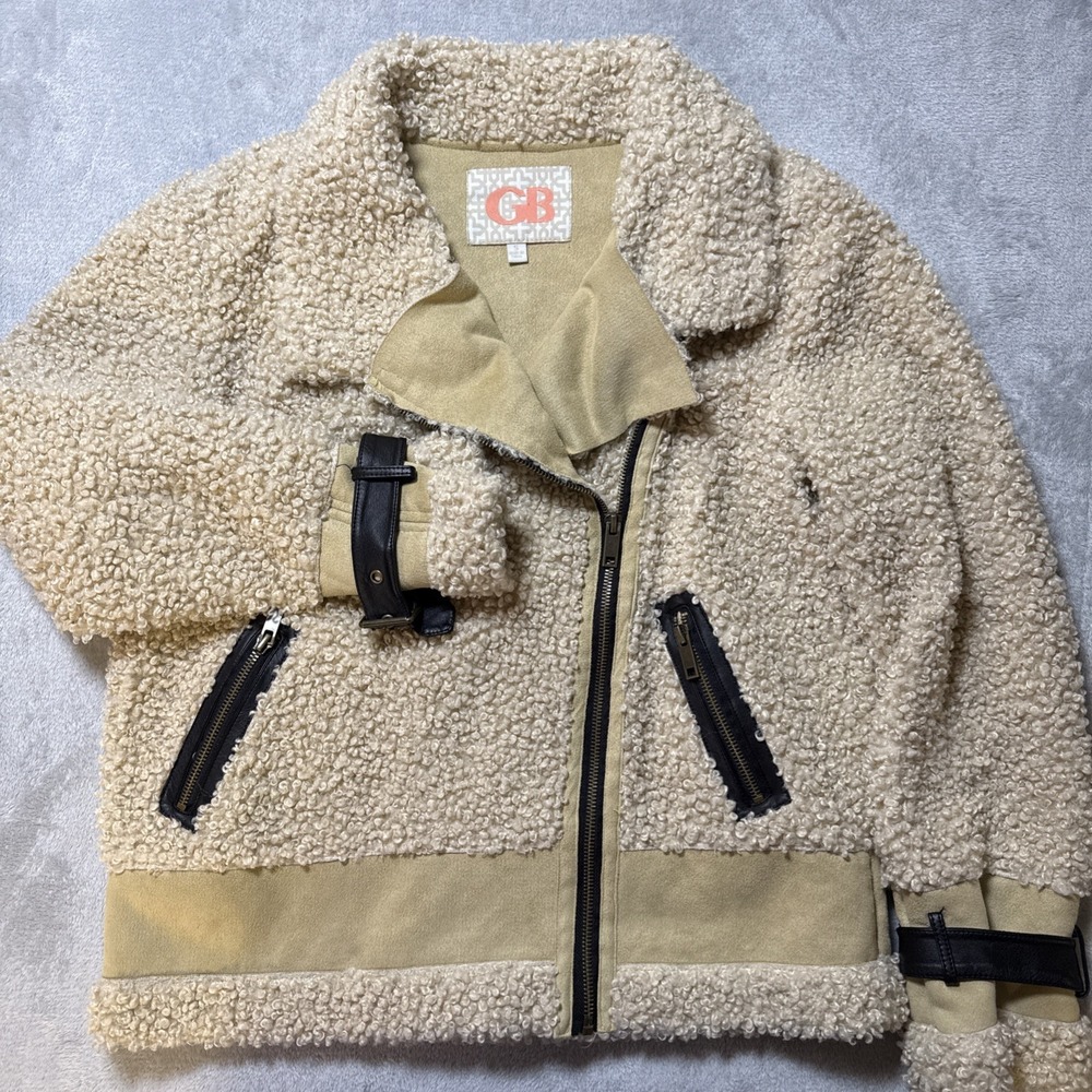 Gianni Bini Sherpa Teddy Beige Coat Women Sz S Great Condition